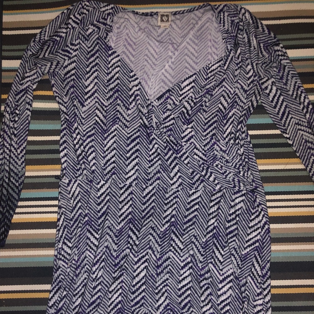 Blue and Grey Striped Anne Klein Business Dress